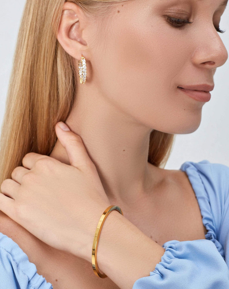 18K gold bracelet - 18K gold cuff bracelet - 18K gold personalized - Solid Gold  Bracelet - 18K gold artisan jewelry - 5mm x 1.5mm Gold Stack