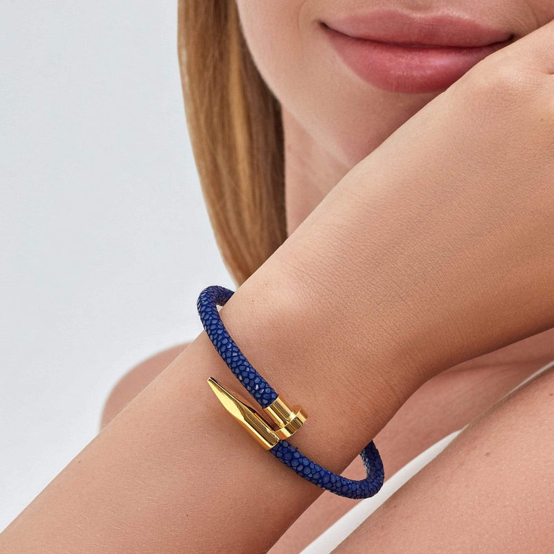 Cute Bracelets for Girls, Leather Bracelets - Blue Spark, Kate