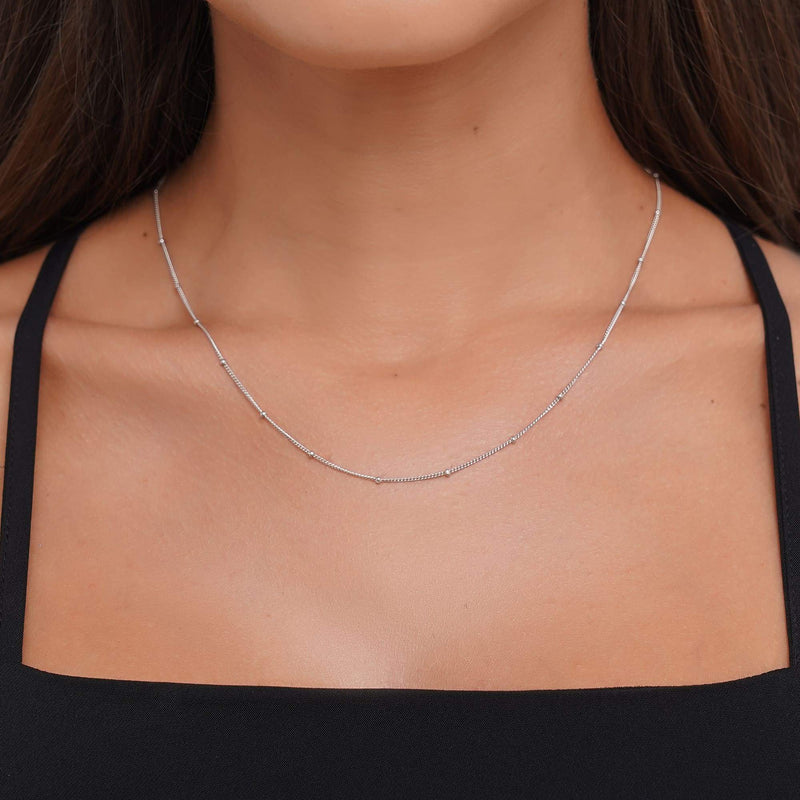 Silver Chain for Women, 18 Inch Chain - Side Chain